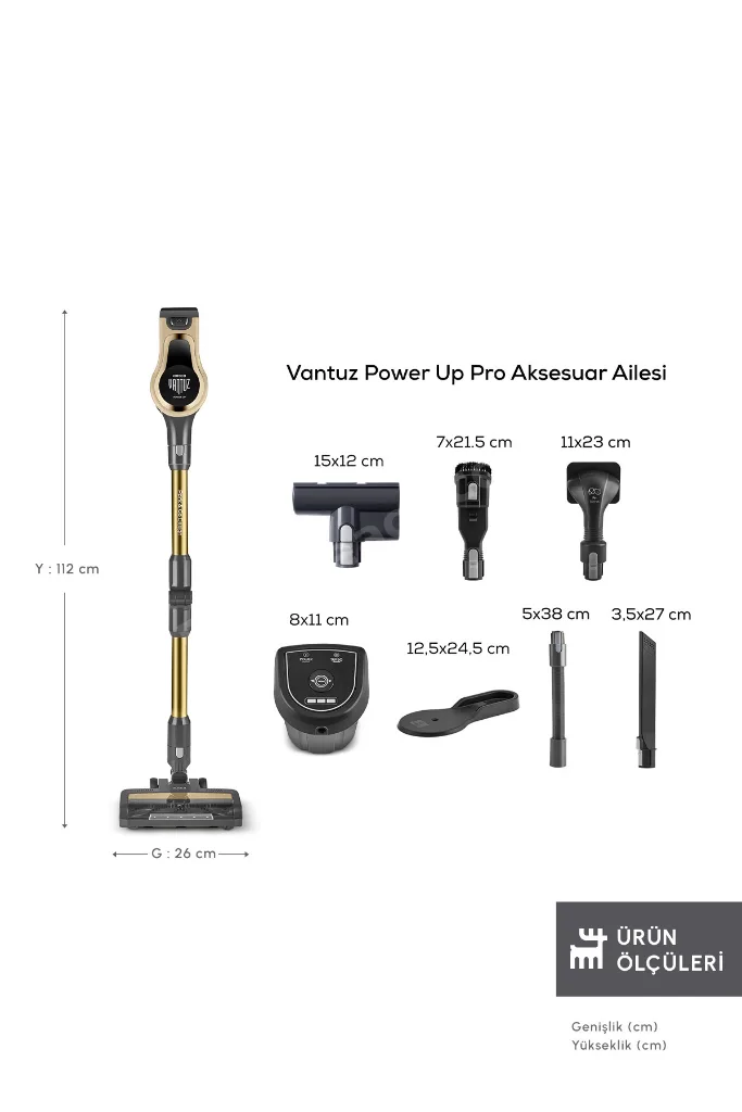 Power Up Pro Dik Süpürge Mineral Gold 350 W