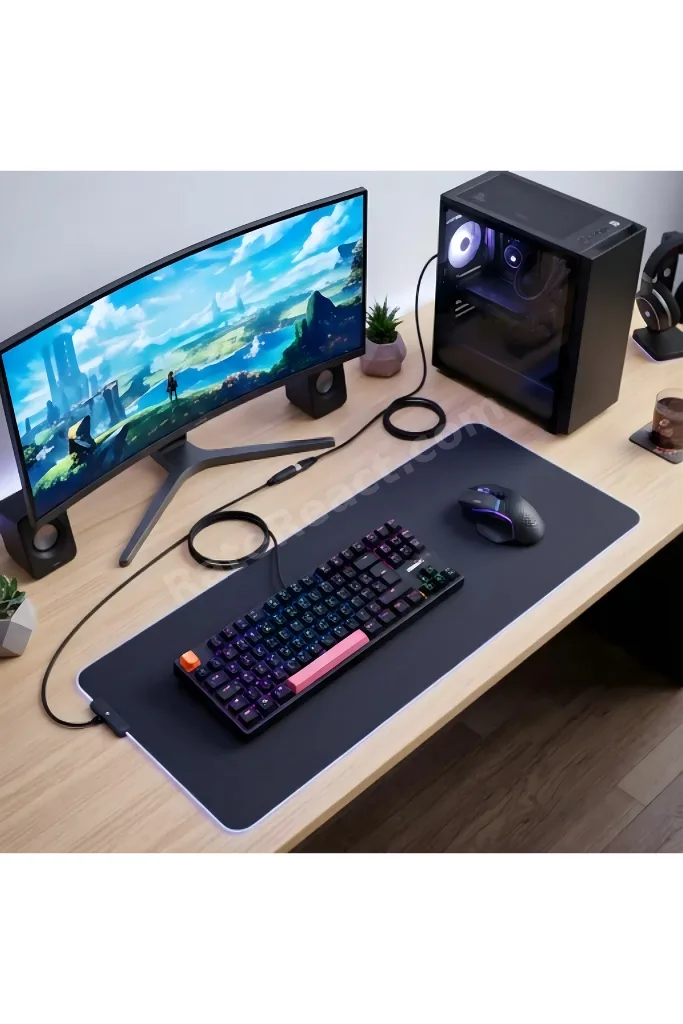 87 Tuşlu Kablolu RGB Gaming Klavye, Mekanik Hissiyatlı, Örgü Kablolu Oyuncu Klavyesi