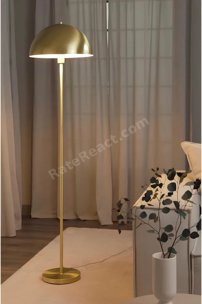 Modern Tasarım Mars Dekoratif Lambader Ayaklı Abajur Metal Eskitme Gold