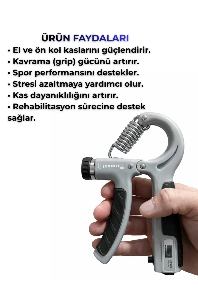 • El Yayı 5–60 KG Ayarlanabilir | Mekanik Sayaçlı Bilek Güçlendirici