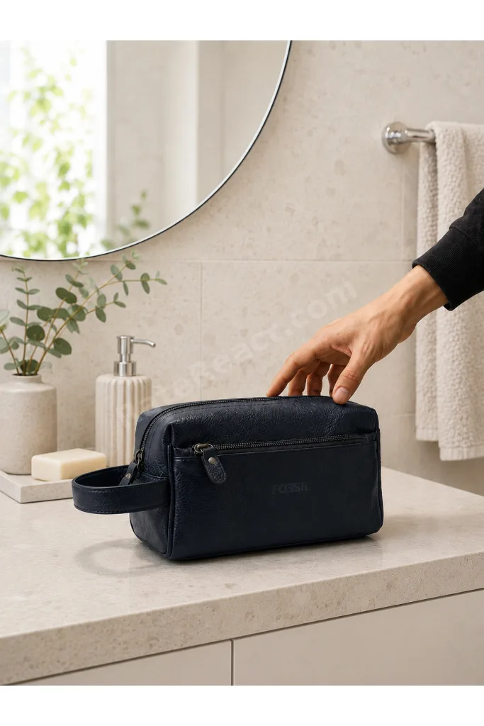 Siyah %100 Hakiki Deri Unisex Portföy Çantası El Tıraş Çantası - 2067