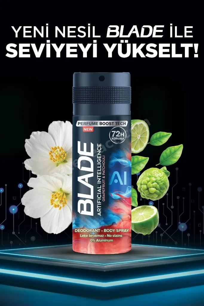 Artificial Intelligence Erkek Deodorant Body Spray 4x150 Ml Hızlı Kurur,Leke Bırakmaz