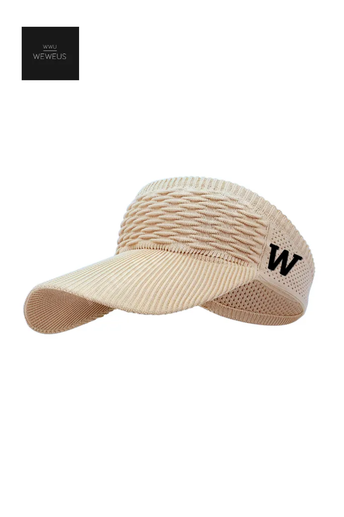 Kadın Bej W Nakışlı Uv Korumalı Tenis Golf Vizör Yazlık Şapka