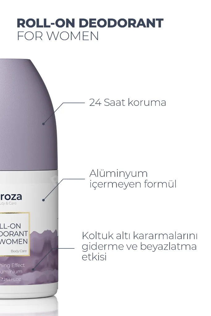 Beyazlatma Etkili Roll-on Kadın | 24 Saate Kadar Koruma Aluminyum Içermeyen Kadın Roll On - 75 ml