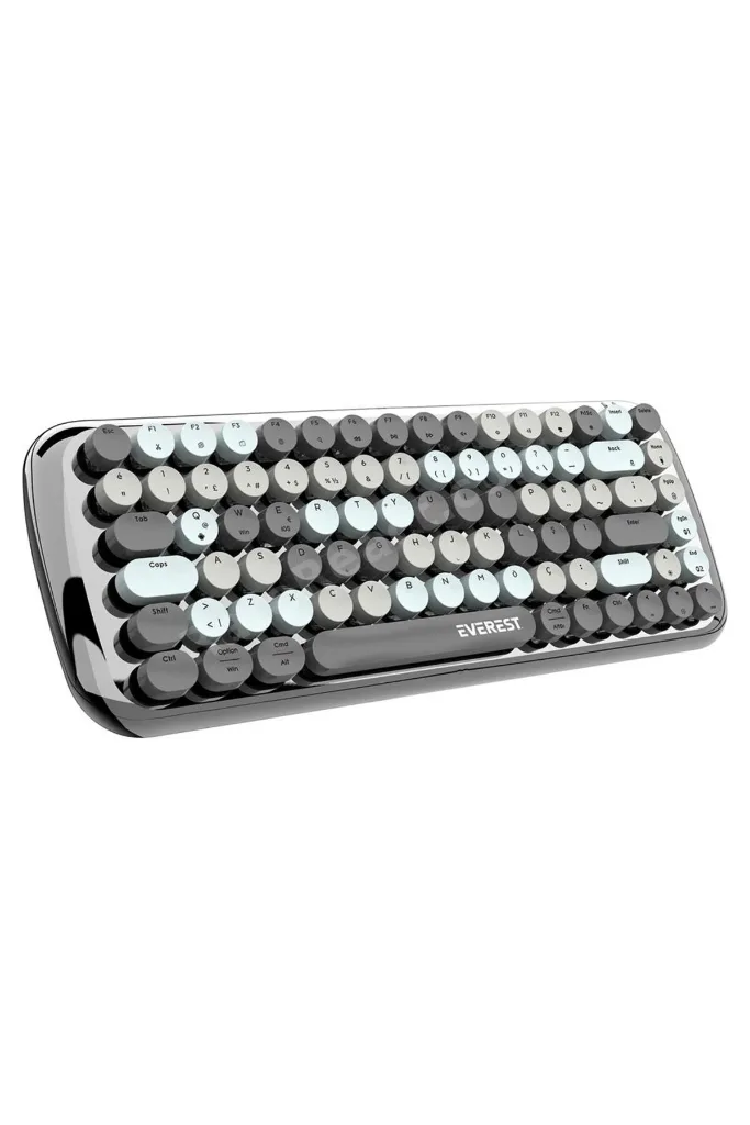 Kb-bt09 Parry Siyah-gri Bluetooth 2.4ghz Q Yuvarlak Tuşlu Mekanik Klavye Kablosuz Klavye
