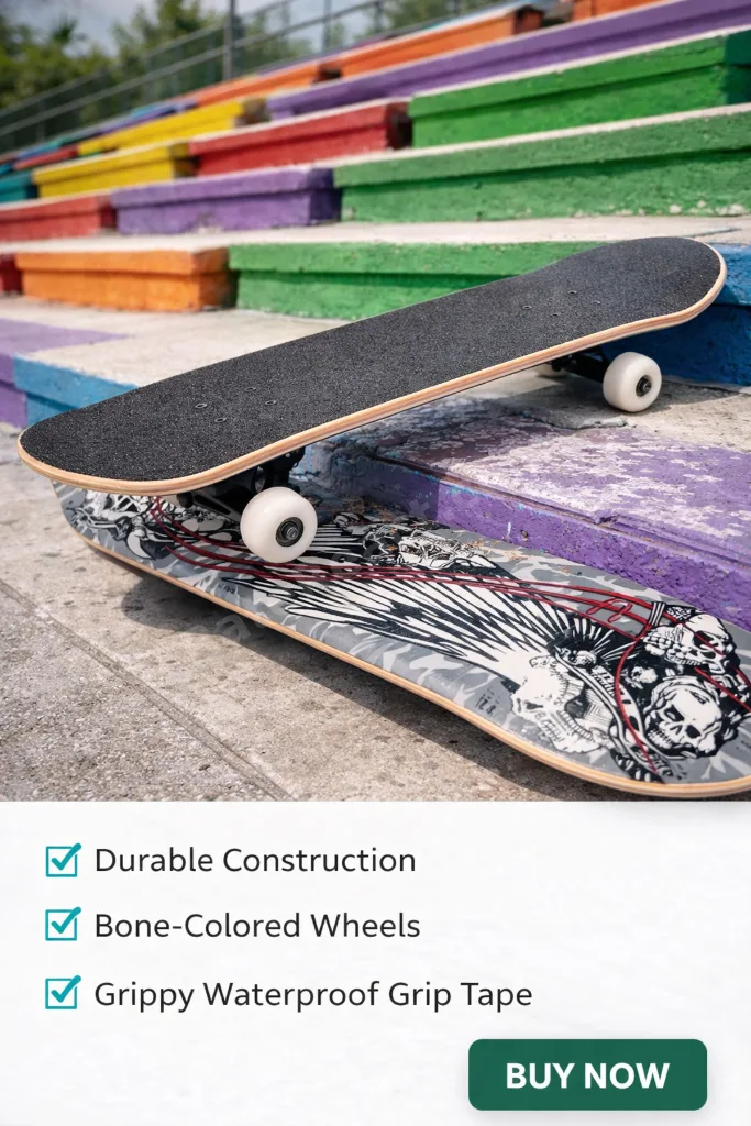 Kemik Tekerli Pro Kaykay Zımparalı Kaymaz Profesyonel Skateboard Abec 7