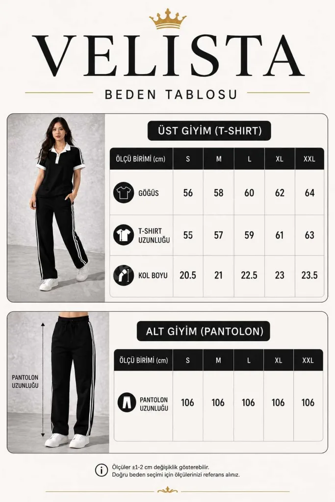 Kadın Modal Kumaş Geniş Paça Polo Yaka Yumuşak Dokulu Şeritli Eşofman Takımı