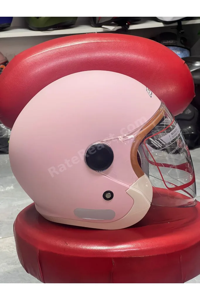 GVE Pembe Açık Motosiklet Kaskı - Dahili Güneş Vizörlü Şeffaf Camlı Kadın Scooter Motor Kask