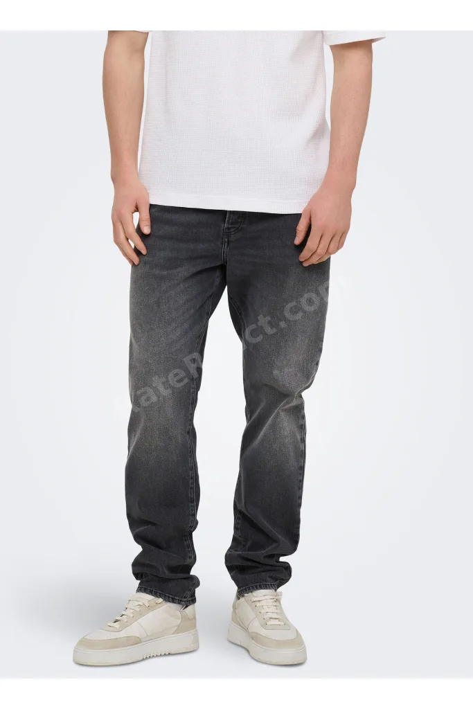 Siyah Erkek Dar Taşlamalı Denim Pantolon 22038626 ONSYOKE TAPERED BOXCRO DNM