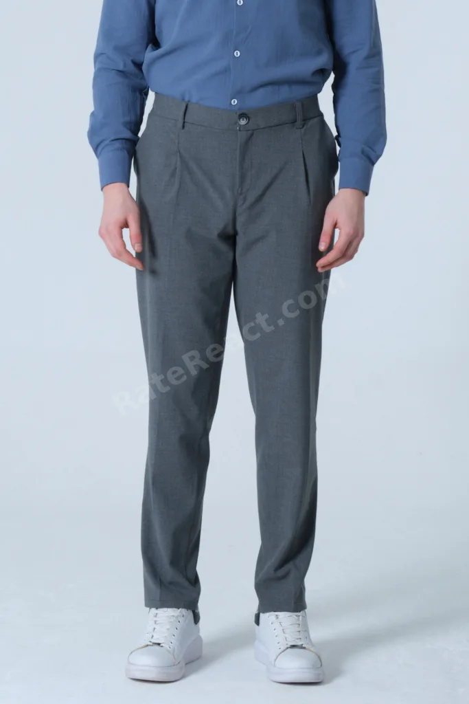 Büyük Beden Regular Fit Pileli Koyu Gri Erkek Kumaş Pantolon