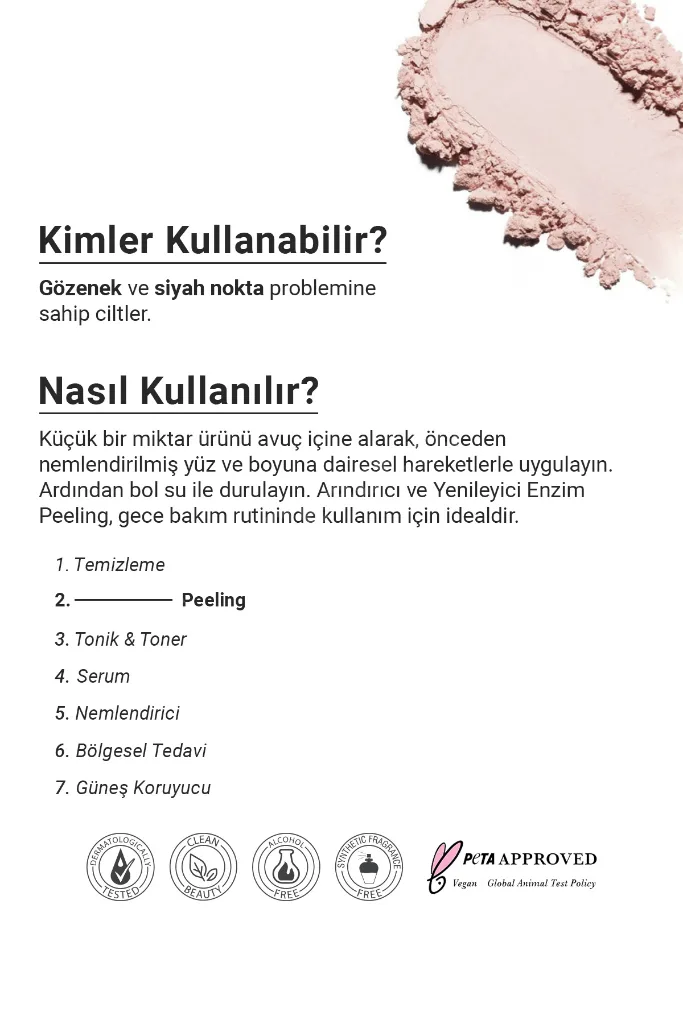 Arındırıcı Ve Yenileyici Enzim Peeling 100g(MANDELİC ACİD SUCCİNİC ACİD TARTARİC ACİD PAPAİN)