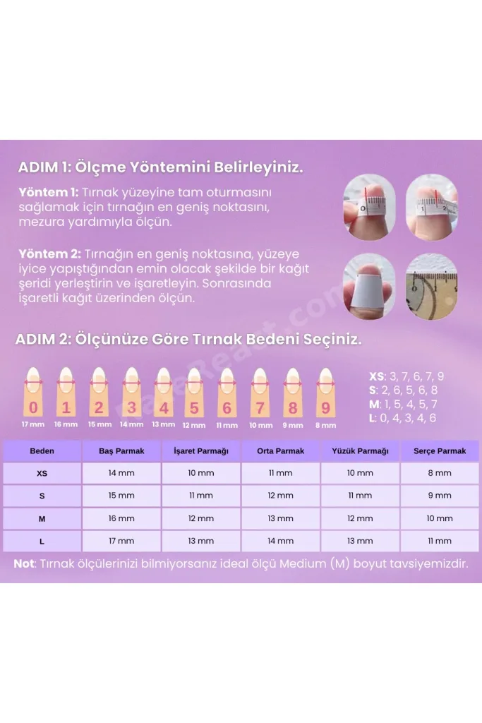 S Beden 10'lu Kısa Balerin KKBL1611 Tekrar Kullanılabilir El Yapımı Protez Takma Tırnak