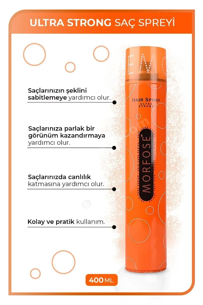 Saç Spreyi Turuncu 400ml Ultra Sert - Strong 4 Adet