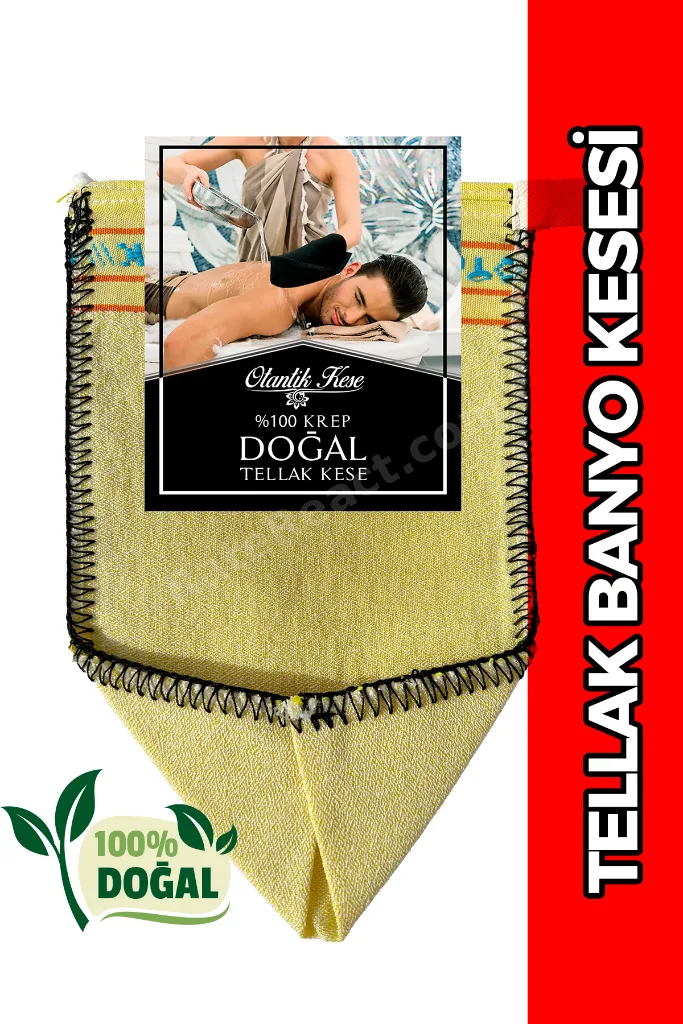Tellak Banyo Hamam Kesesi – %100 Doğal | Derin Cilt Temizliği | Sert ve Dayanıklı Kese Sarı