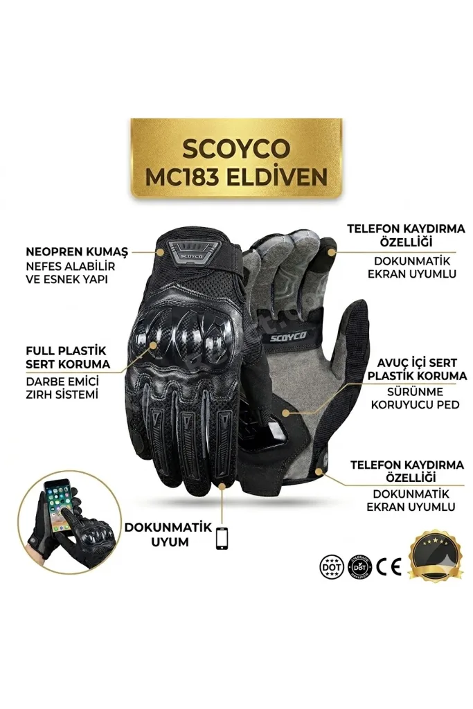 MC183 Yazlık Korumalı Eldiven (Siyah) EN13594-2015