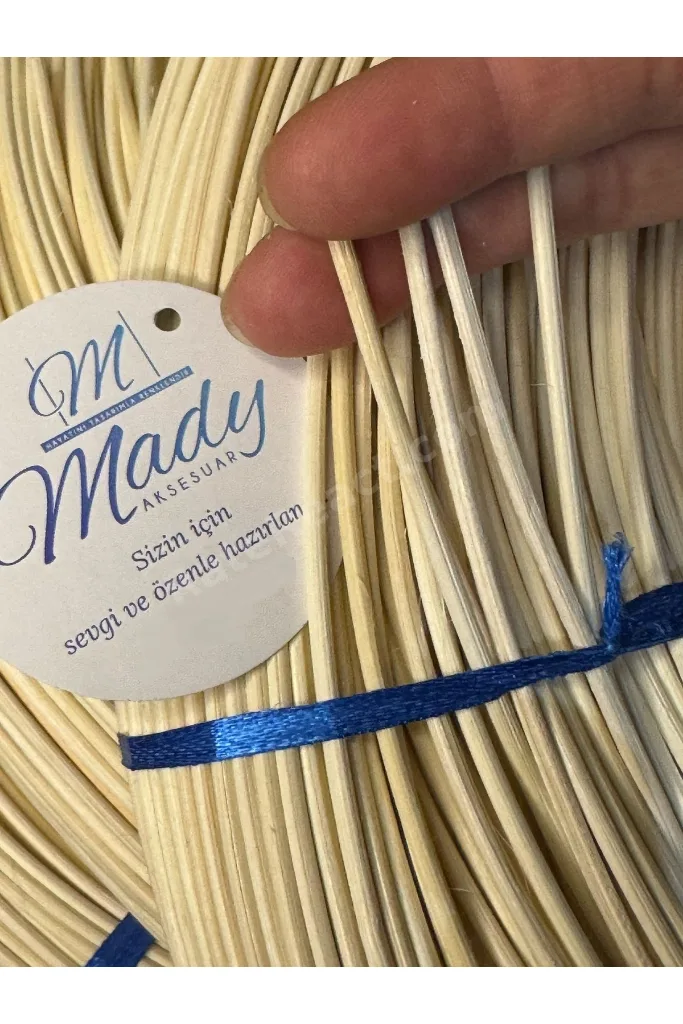 Rattan Core Doğal Yuvarlak Bambu Çubuk 2.5 mm 100 gr Dekoratif Örgü Rattan İp