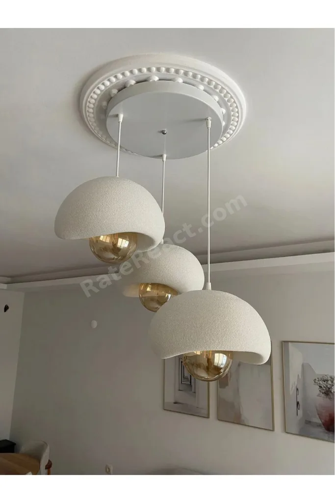Beton Görünüm 3 Lü Sarkıt Avize Bohem Modern Rustik (Rustik Ampül Hediyedir.)