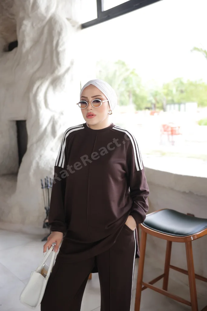 Kadın Çizgili Uzun Kollu Rahat Kesim İkili Takım