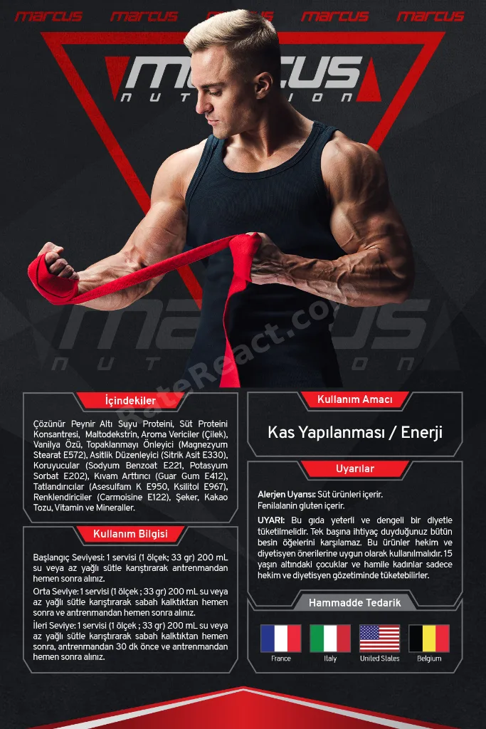 Marcus Whey Protein Tozu X Series 561 G (ÇİLEK AROMALI)
