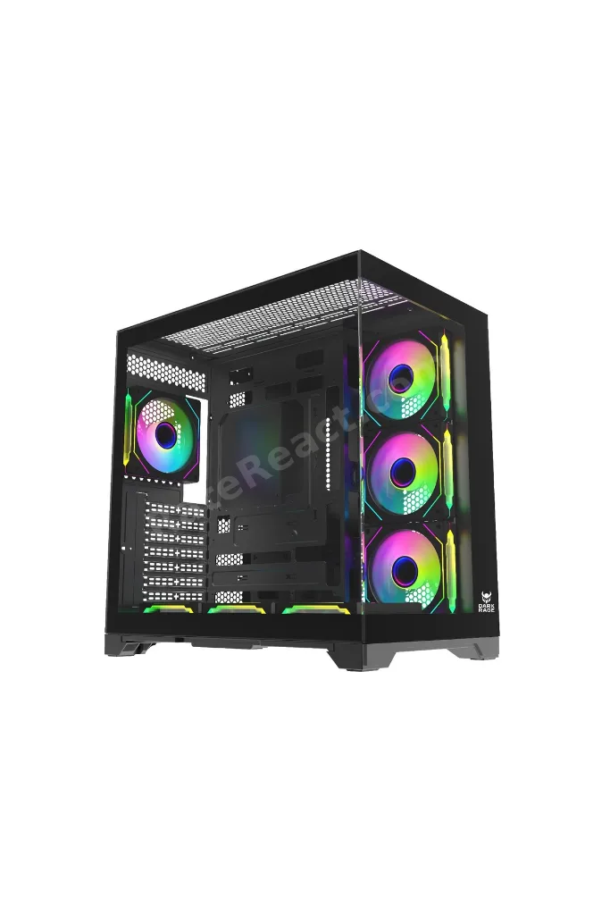 Siyah RGB 7 Fanlı 7x120mm Kumanda + Tuş RGB Kontrollü 1x Type-C 2x Usb Gaming Akvaryum Kasa