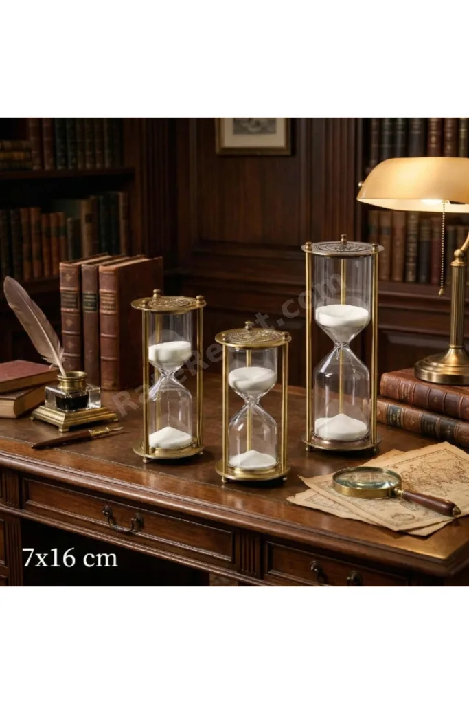 BUĞZ DEKORATİF CAM KUM SAATİ 7X16 CM
