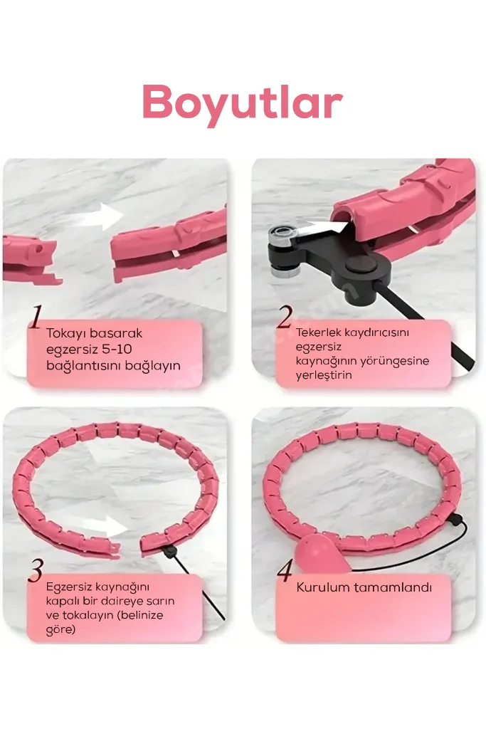 Akıllı Ağırlıklı Hula Hoop 360° Dönen Ayarlanabilir Bel İnceltme Zayıflama Egzersiz Aleti