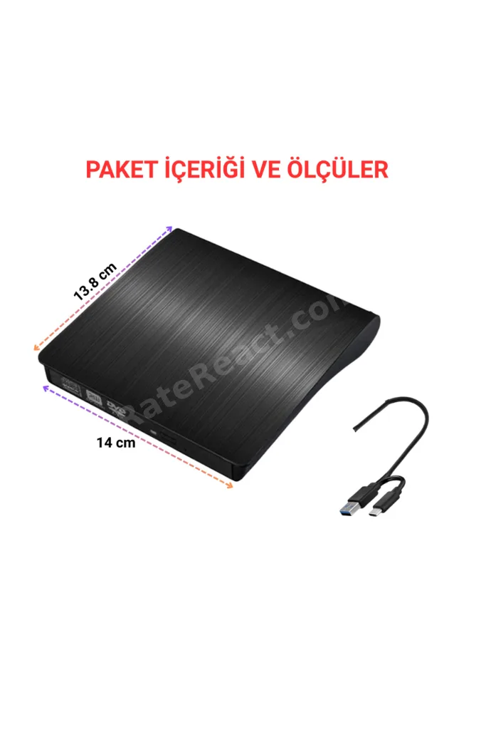 Harici DVD RW Taşınabilir Ultra İnce USB 3.0 Type-C CD/DVD Yazıcı Okuyucu