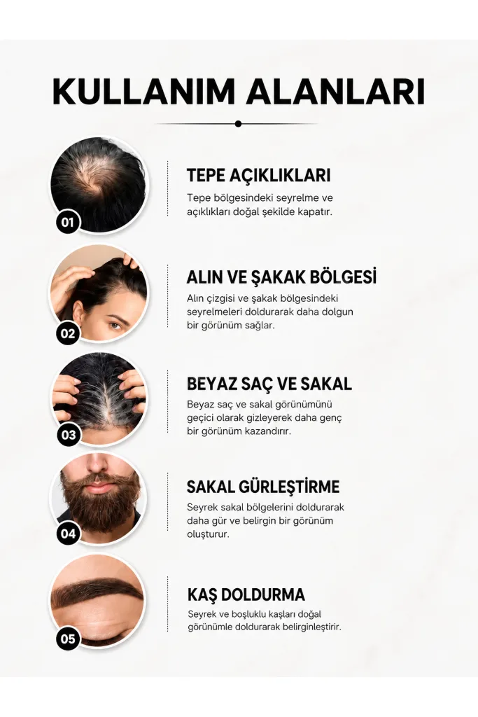 Yeni Nesil Saç Dolgunlaştırıcı Siyah Pudra Seyrek Sakal Saçlar için Saç Fiberi / Saç Ve Beyaz Kapatıcı Suda Çıkmaz
