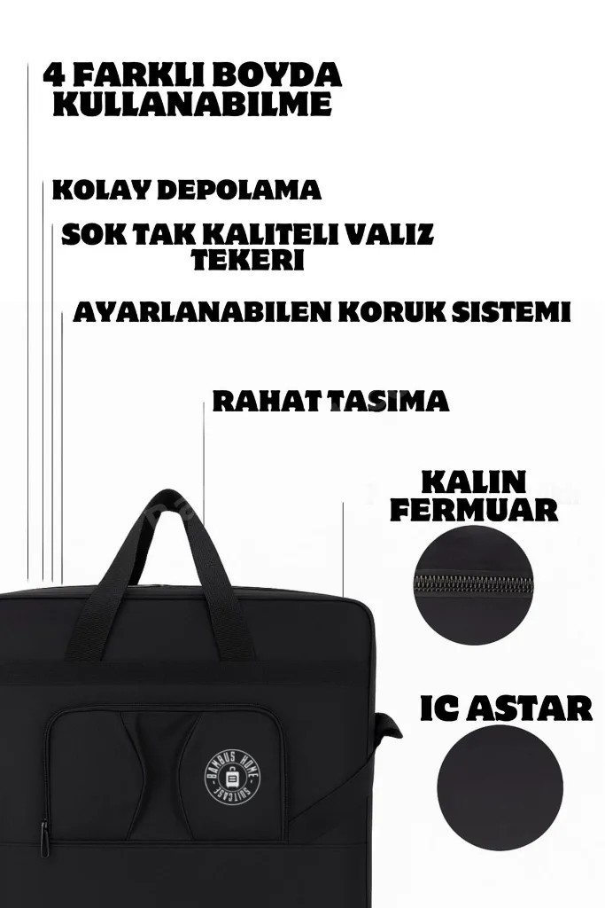 Premium 360 Derece Döner Tekerlekli Üç Körüklü Tekerlekli Valiz - Dev Boy Çanta