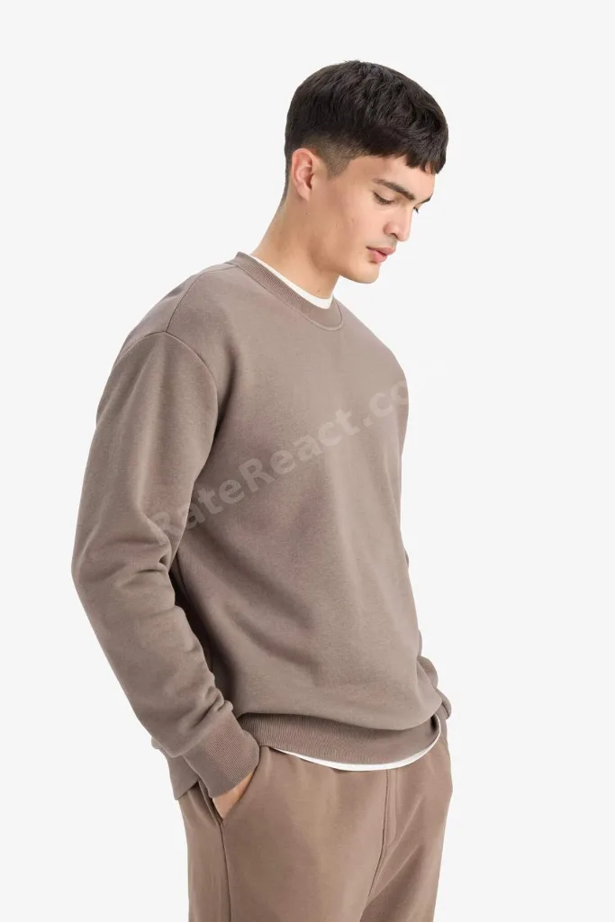 Relax Fit Bisiklet Yaka Kalın İçi Yumuşak Tüylü Basic Düz Sweatshirt T5139AZ25AU