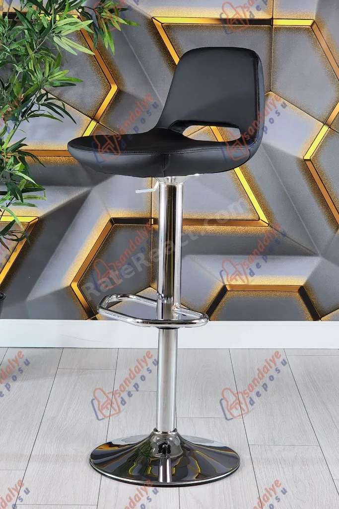 Rasko Ofis Tipi Çalışma Ve Bar Sandalyesi (siyah Deri )