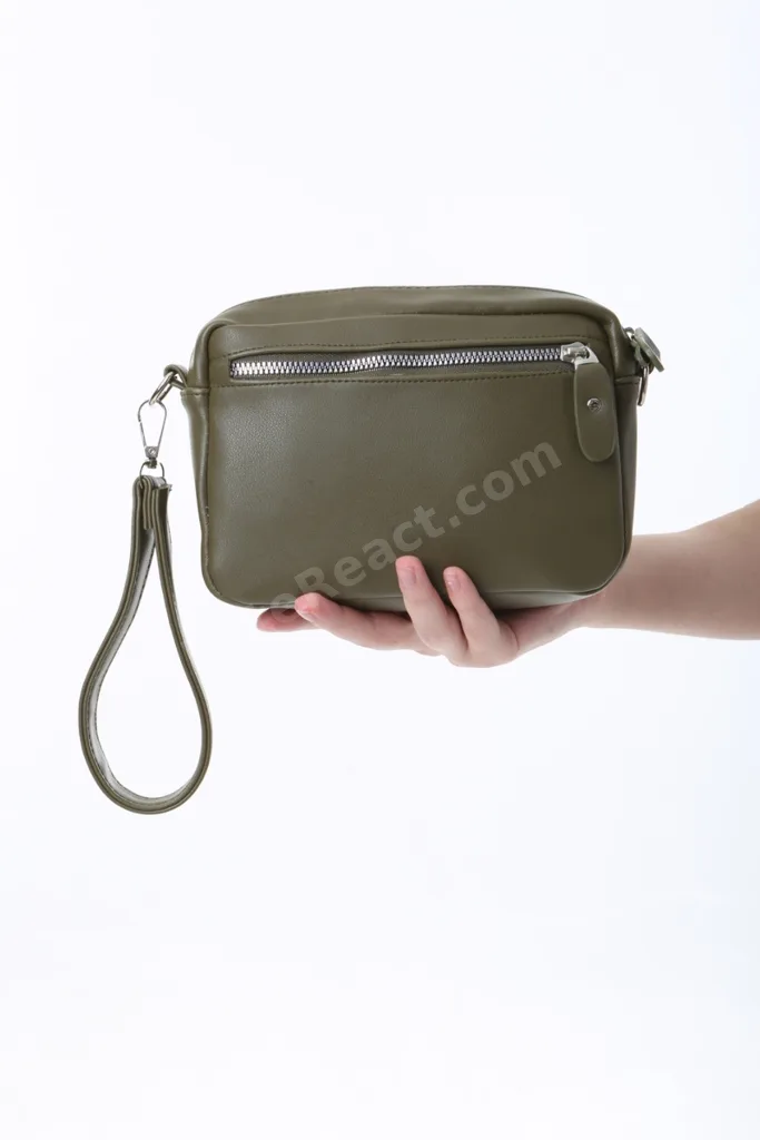 Yeşil Minik Unisex 3 Gözlü Deri Çanta
