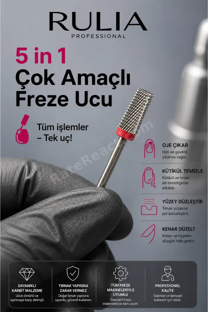 RULIA 5-in-1 Karbit Freze Ucu – Profesyonel Tırnak Bakımı İçin