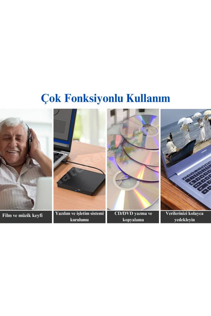 Harici USB 3.0 DVD RW Sürücü Tak Çalıştır Film Oyun Müzik Yazma Okuma Windows Mac
