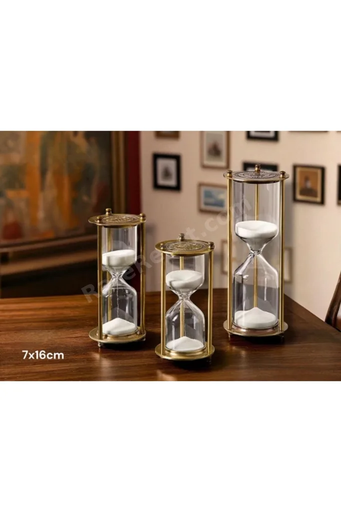 BUĞZ DEKORATİF CAM KUM SAATİ 7X16 CM