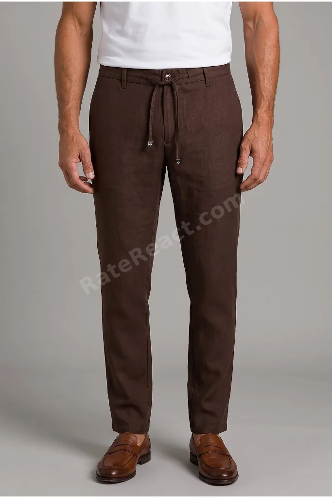 Kahve Keten Jogger İpli Spor Pantolon