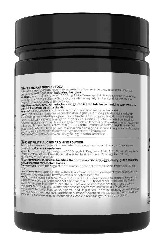 Arginine Vişne Aromalı 500 gr 50 Servis Amino Asit Arjinin