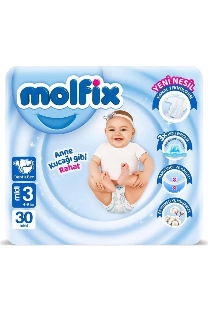 TTKTEKNOLOJİ Molfix 3 Beden Midi Bebek Bezi (1 x 30 Adet) TTKTEKNOLOJİ 2026 395519
