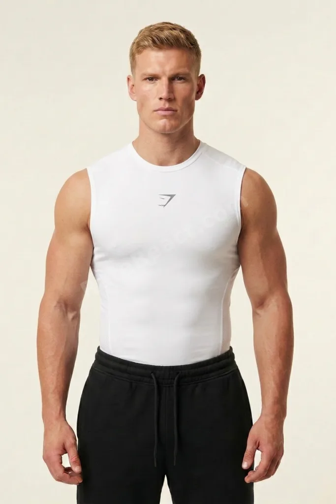 Shark+ Premium Tank Top+ Compression Atlet | Esnek Fit Spor Gym T-Shirt