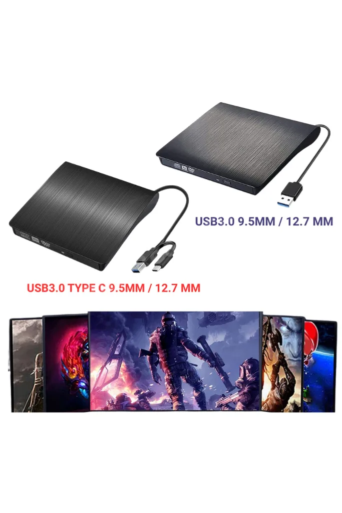 Harici DVD RW Taşınabilir Ultra İnce USB 3.0 Type-C CD/DVD Yazıcı Okuyucu