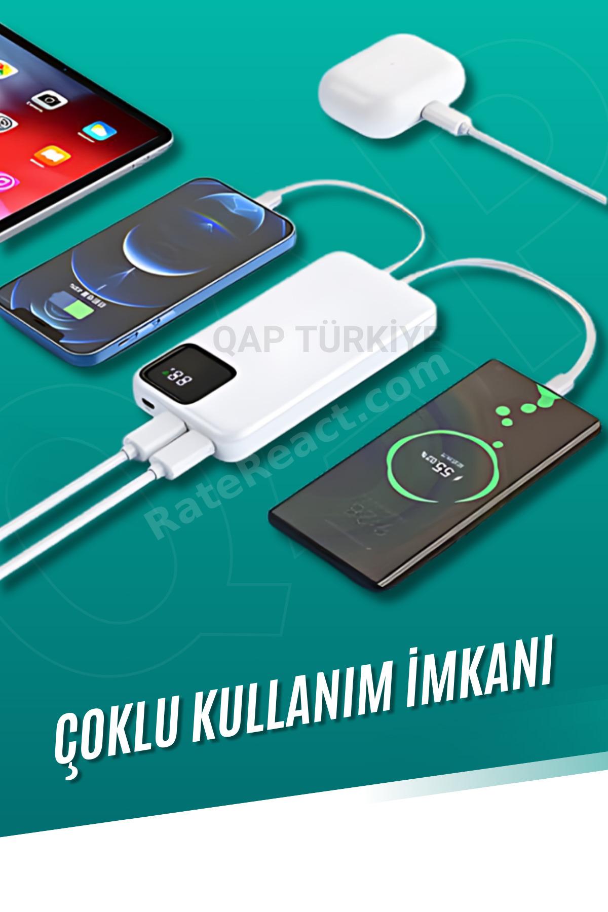 20000 Mah 22.2 Turbo Süper Hızlı Powerbank Kablolu Taşınabilir Şarj Iphone Şarj 20 Bin Mah
