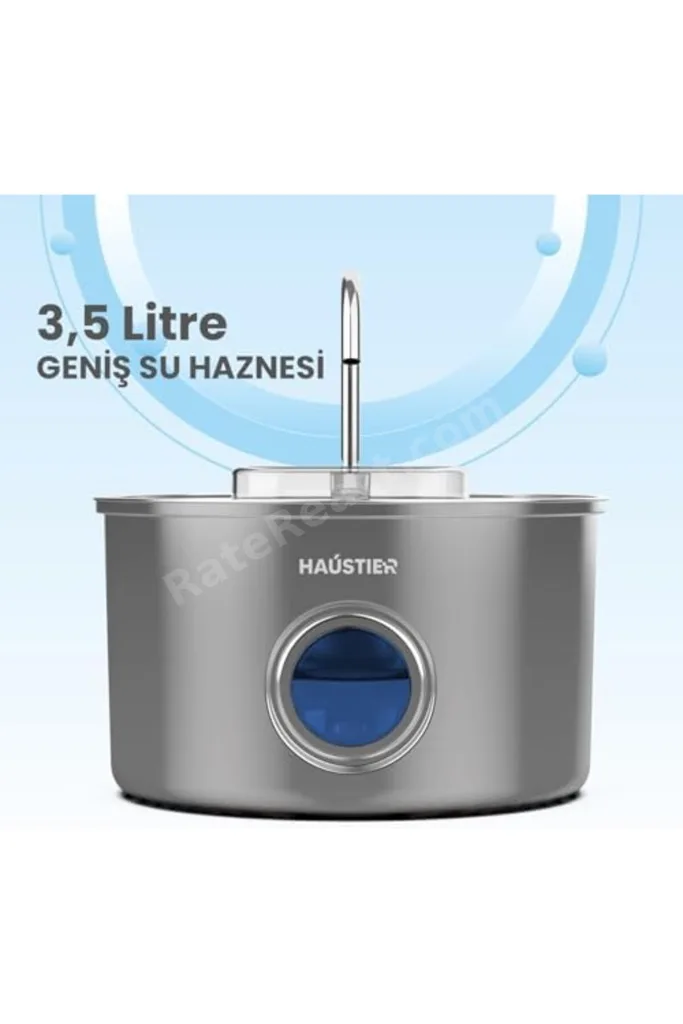 TTKTEKNOLOJİ Haustier WF009LS-M Otomatik Kedi Su Çeşmesi,Kedi Su Sebili, Su Pınarı 3.5Lt Geniş Hazne