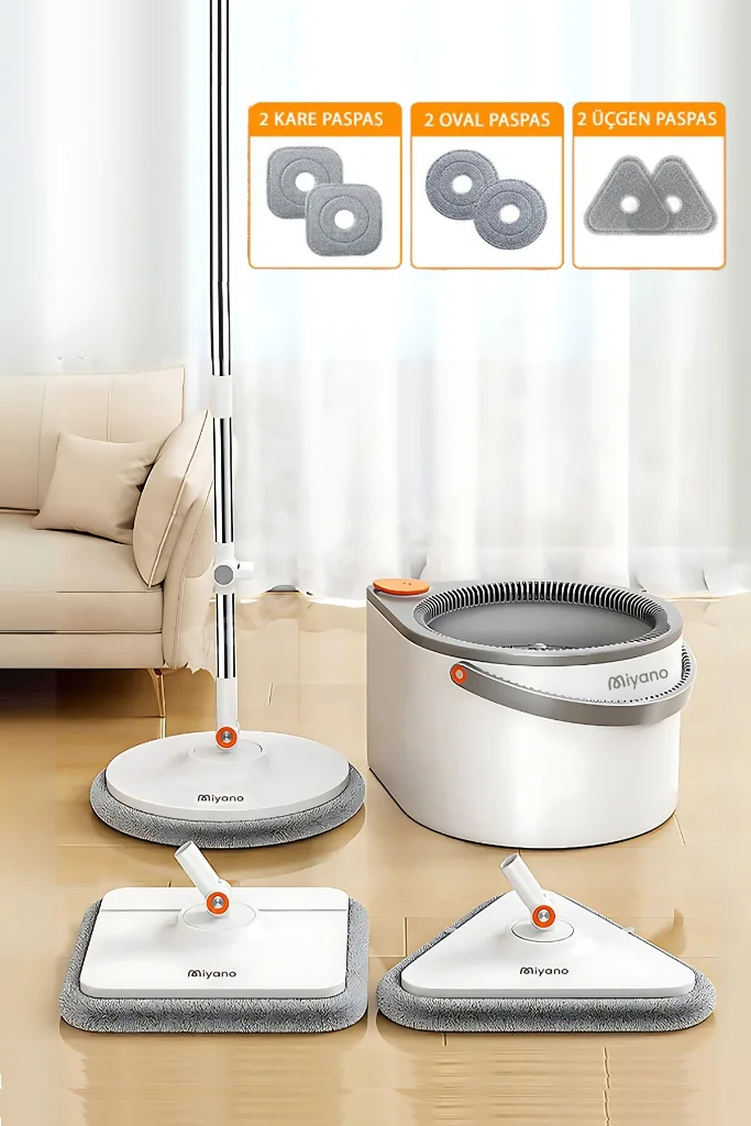 M80 Plus 3 Başlıklı Su Hazneli Mop Temizlik Seti