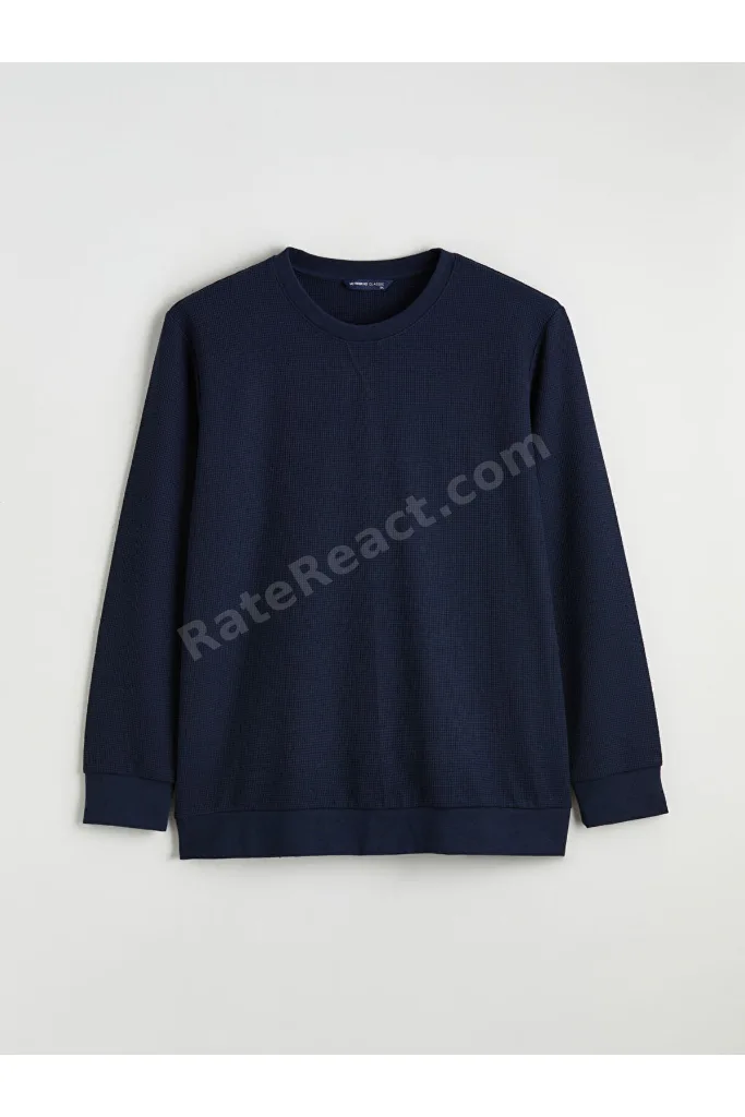 Lacivert Bisiklet Yaka Erkek Sweatshirt