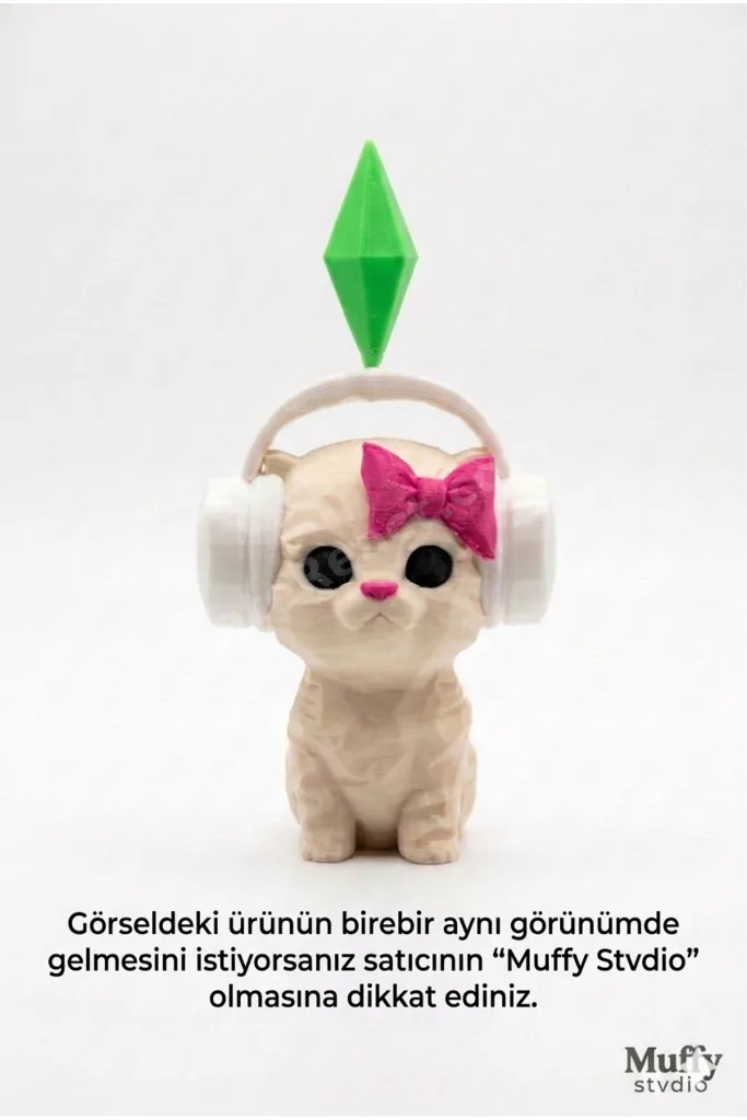 Viral PlumBob Kristalli Kulaklıklı Kedi Figürü - (11 CM) Dans Eden Kedi Masa Üstü Dekorasyon