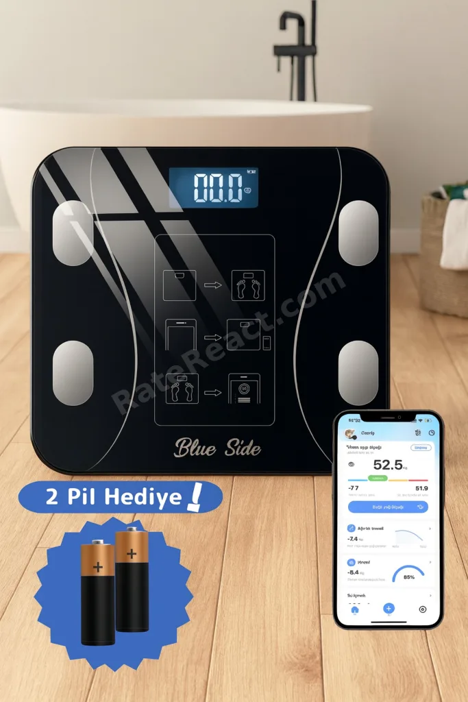 DİJİTAL Baskül Yağ Kütle Kas Vücut Kitle Endeksi Ölçer Bluetooth Özellikli Sporcular Ev Tipi Tartı