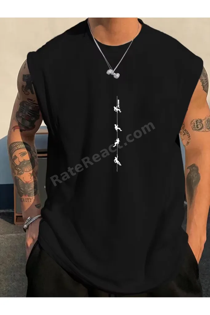 Erkek Streetwear Tarzı Original Yazılı Siyah Pamuklu Kolsuz Üst Giyim