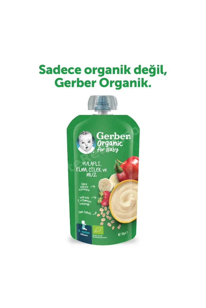 Organik Yulaflı Elma Çilek Ve Muz Püresi 110 gr