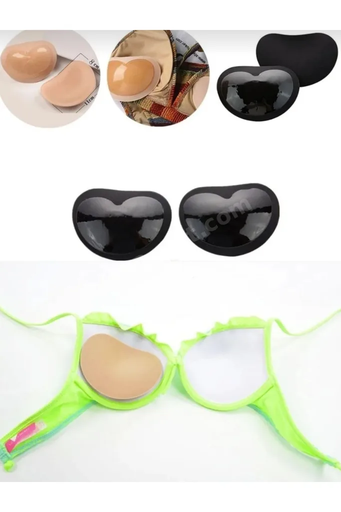 Siyah silikon yapışkanlı mayo bikini üçgen sütyen pedi push up kaldırıcı ped Mayo veya sütyende