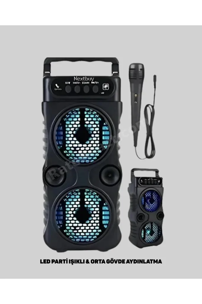 Bluetooth Bağlantılı Taşınabilir Hoparlör – Led Işıklı, Fm Radyolu, Mikrofon Girişli